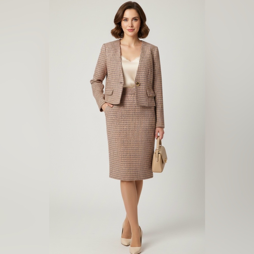 Daniello Houndstooth Suit- Black, Cream, and Red